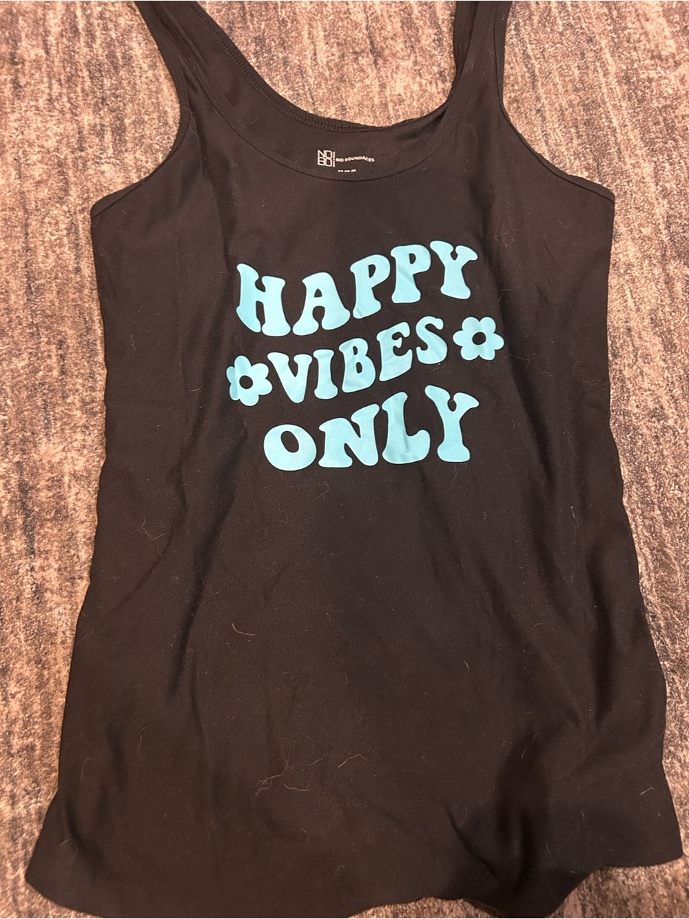 No Boundaries Black Tank with Light Blue Graphic